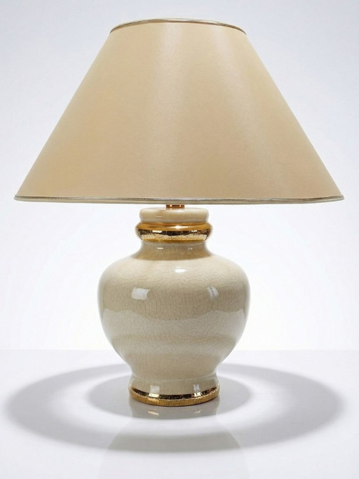 Vintage Panama "Dynasty" crackle-glazed earthenware lamp, Le Dauphin, 1980s-90s