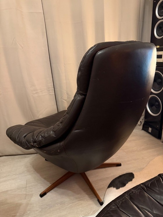 Image 1 of H.W. Klein para Bramin – Sillón con reposapiés – Piel auténtica – Años 60 – Excelente estado