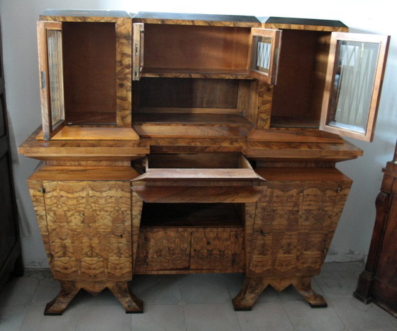 Image 1 of Crédence Art Déco en Bois d'Olivier, Ministre Bottai, Italie, 1933 Design