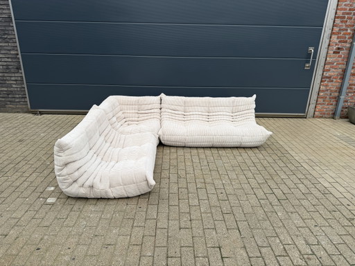 Ligne Roset Togo 3zit, 2zit en hoek in Beige Ribcord (Velours côtelé) 10/10 staat!!