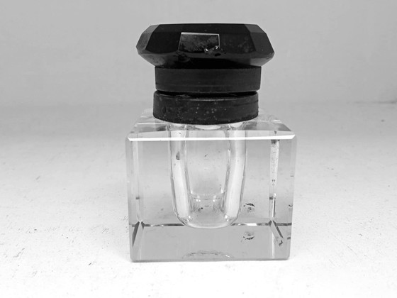 Image 1 of Encriers Art déco des années 1930, design raffiné en verre noir rare
