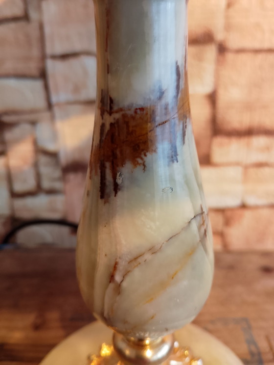 Image 1 of Prestigieuze vintage bronzen onyxlamp, volledig gerestaureerd.