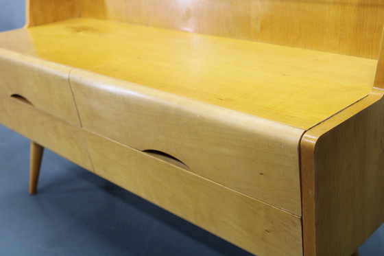 Image 1 of Nachtkastjes en ladekast met glazen legplank uit 1960, Tsjecho-Slowakije