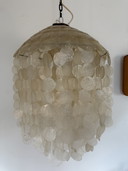 Lampada a sospensione vintage XL in madreperla Capiz, anni '70