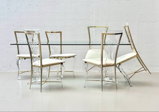 Image 1 of Rare ensemble: table by FABIANART and 6 chairs by Vereinigte Werkstätten, 1980s