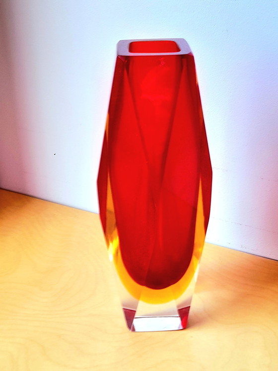 Image 1 of Sommerso prism vase, Flavio Poli, Murano 1970
