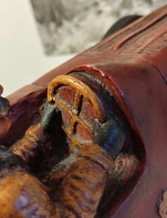 Image 1 of Grande modello da collezione di Bugatti Type 35 d'epoca – in stile Art Déco con ruote mobili