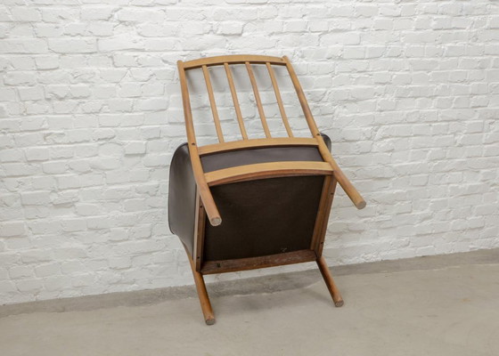 Image 1 of Fauteuil lounge scandinave en cuir marron chocolat G-Möbel, Suède, années 1960.