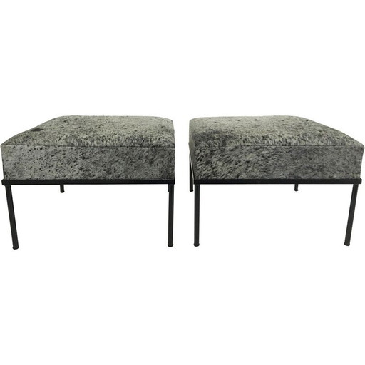 Paar schwarz lackierte Rohrhocker Modell "Horse Guard" von Mathieu Mategot, 1960