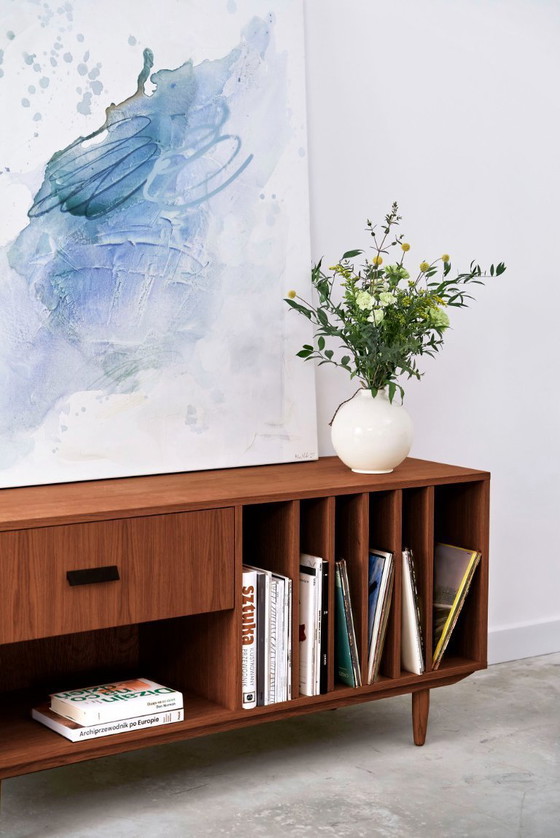 Image 1 of Turntable and vinyl cabinet stained teak T-S12