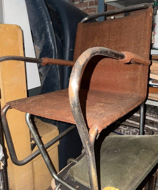Fauteuil tubulaire patiné 2 Bas Van Pelt en métal et sisal – Textile (photo 2 of 18)