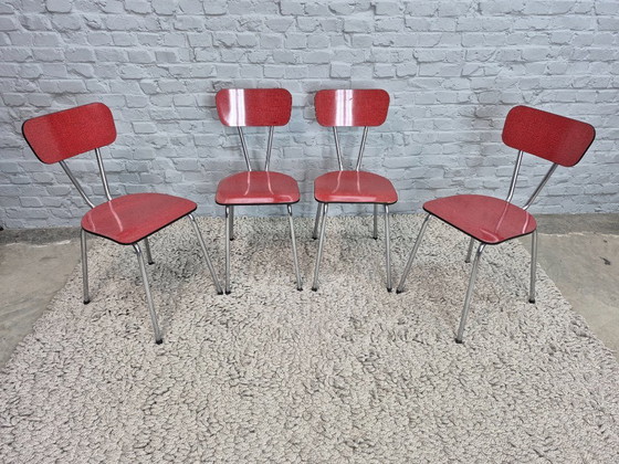 Set di 4 Sedie da Cucina Vintage Brabantia, Formica Effetto Marmo Nero con Accento Oro, Paesi Bassi, Anni '60 (photo 3 of 8)