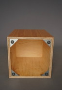 Minimalist plywood stools with cushions, 90s, set of 2