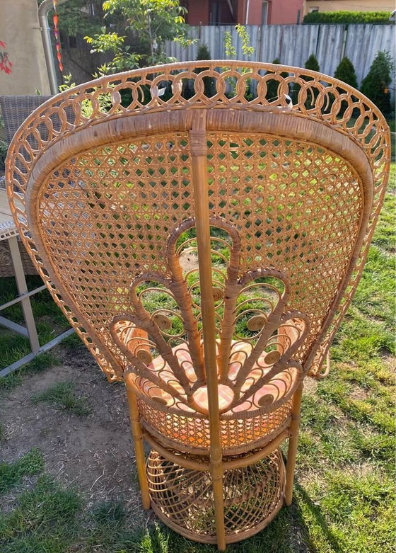Rotan Pauwenstoel, jaren 70 – Fauteuils (photo 4 of 6)