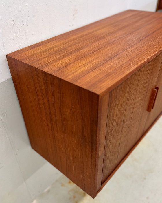 Image 1 of Teak Tambour Door Cabinet By Kai Kristiansen For Feldballes