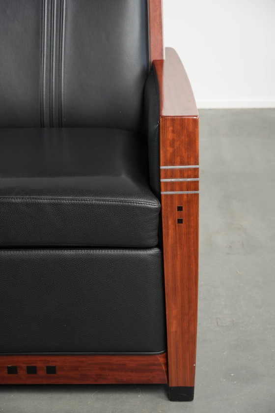 Image 1 of Schuitema Art Deco design relaxfauteuil uit de Decoforma serie met zwart rundleer