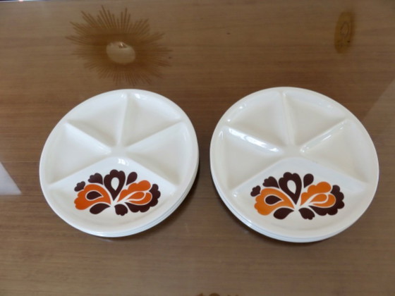 Image 1 of Le Creuset, France, set of 6 compartmentalized plates, 1970, vintage