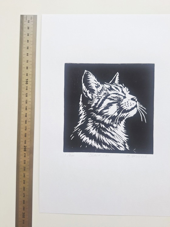 Linocut/ print 'Black cat' – Art, Paper (photo 5 of 7)