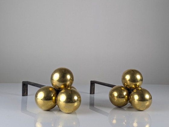 Image 1 of Alari in bronzo e ferro battuto di Jacques Adnet, anni '30