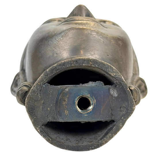 Testa di Divinità Asiatica Decorativa in Metallo con Corona – Sculture, Aziatisch (photo 9 of 9)