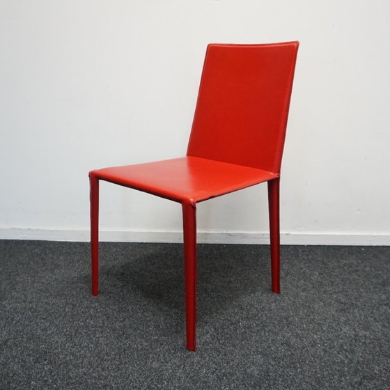 Image 1 of Arper Norma Design | Red Leather Chairs