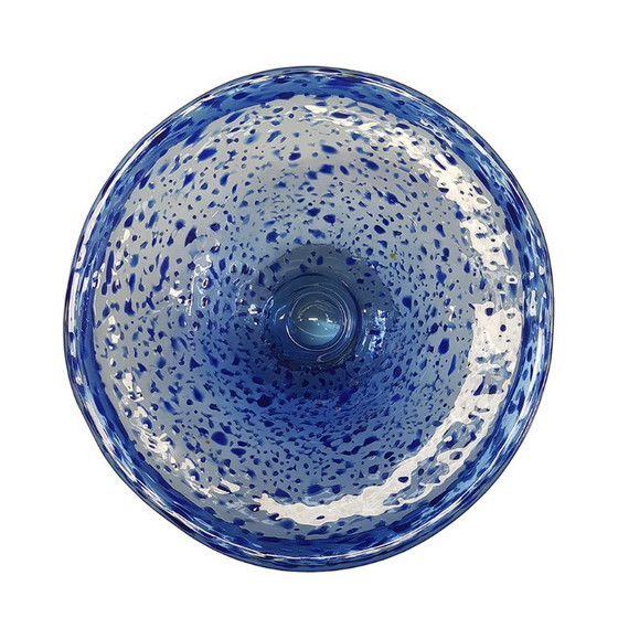 Ciotola a piedistallo in vetro artistico soffiato a mano blu cobalto con schizzi/coriandoli. – Ciotole, Glass (photo 2 of 8)