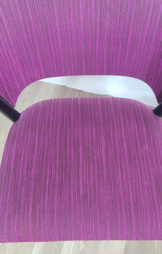 Image 1 of Set of 4 vintage purple fabric chairs