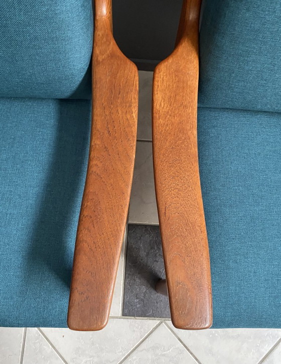 Image 1 of Ensemble de chaises danoises en teck de Jull Kristensen, années 1960, avec un nouveau revêtement vert.