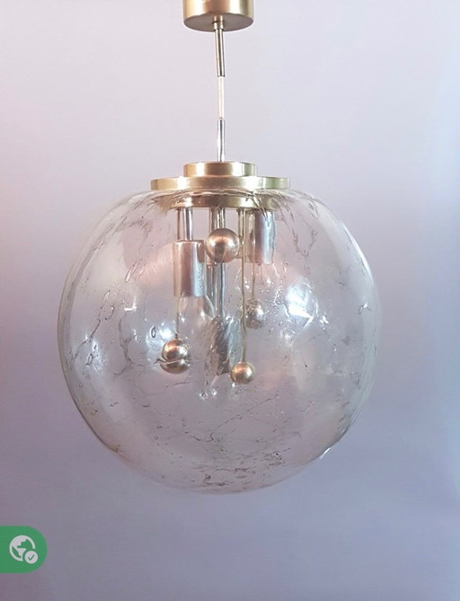 Doria Leuchten Glazen Plafondlamp Grote Bol, Jaren 1970