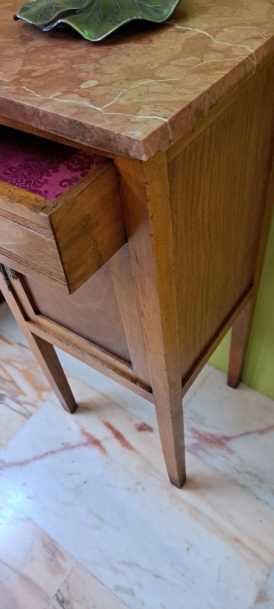 Comodino vintage anni '50, Comodini, Bronzo, Marmo, Marrone (foto 6 di 10)