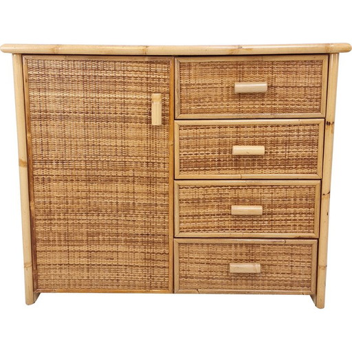 Vintage Kommode aus Bambus und Rattan, Italien 1980