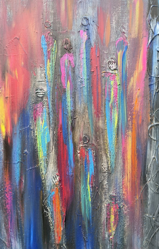 Figurines, large colorful painting. – Paintings & Drawings, Canvas (photo 6 of 11)