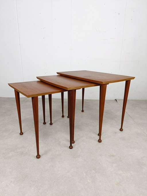 Tables gigognes vintage Mimiset Teck #Rotundumvintage