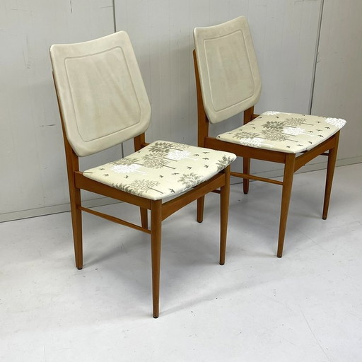 2 Vintage Reupholstered Dining Chairs Sixties