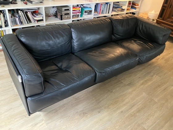 Image 1 of Poltrona Frau Twice, gruppo di sedute in pelle nera e cromo