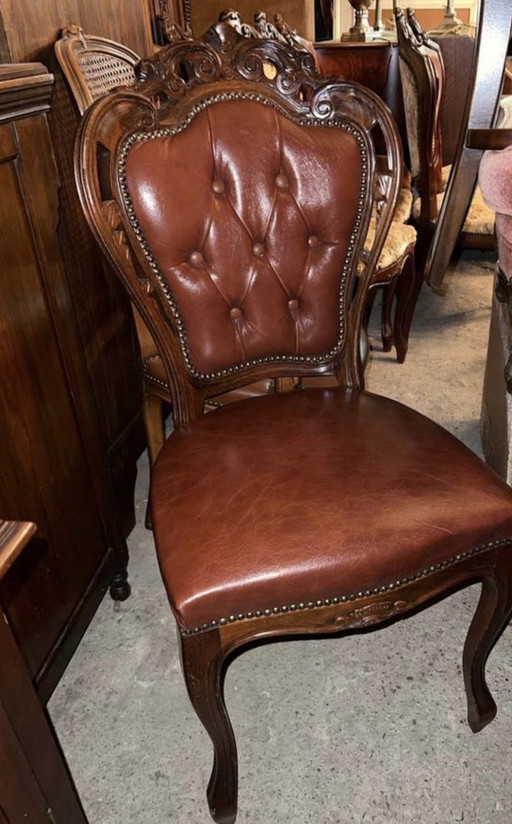 4 chesterfield barok eetkamer stoelen leder