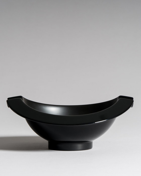 Image 1 of Duo vase et coupe « Nautica » en porcelaine noire, série Porcelaine Noire, années 1980, par Jan van der Vaart pour Rosenthal Stu