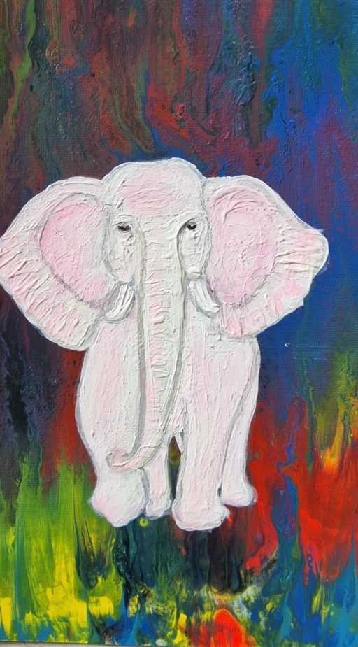 Baby Pink Elephant – schilderijen tekeningen, Paper (photo 2 of 6)