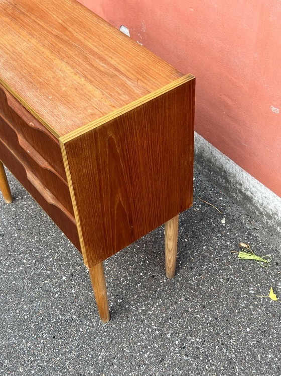 Image 1 of Cassettiera/comodino vintage danese in teak, stile Mid-Century Modern, anni '60.