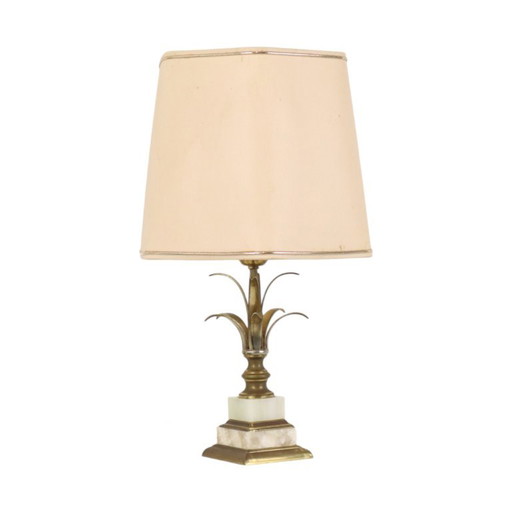 Lampe de table vintage palmier ananas, style années 70, 48 cm – Massive, tafellampen, Marble, Brass