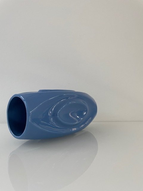 Image 1 of Beautiful Blue Glazed Vase With Ellipse Patterns