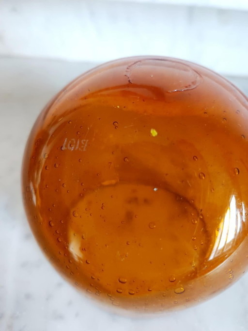 Ciotola in ambra o vetro inclinato firmato Biot