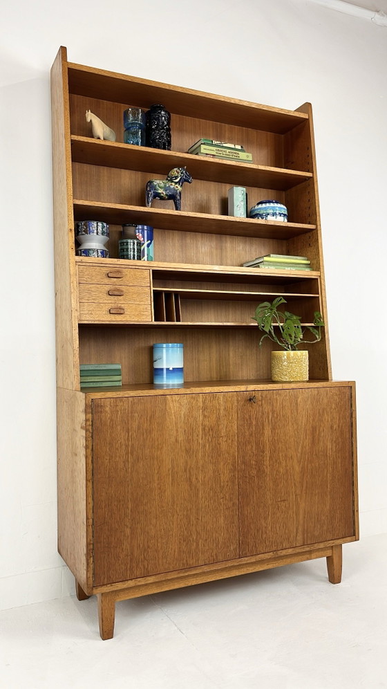 Swedish vintage teak veneer bookcase – Sideboard cabinet, Wood (photo 3 of 16)