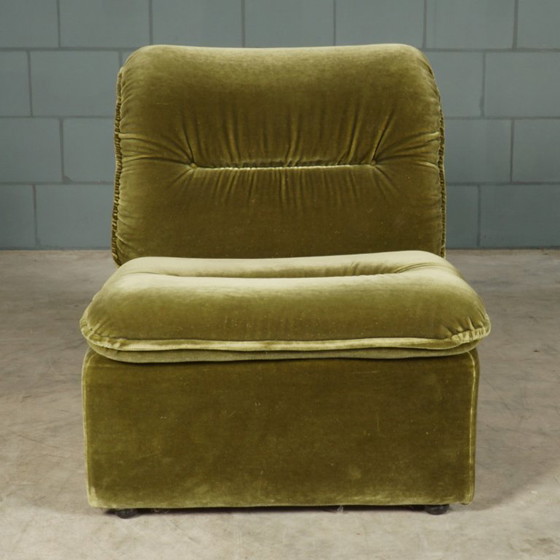 Image 1 of Mid-century modular sofa – green velvet – 1970s