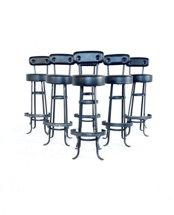 Image 1 of 6x Vintage Barstool Wrought Iron '60