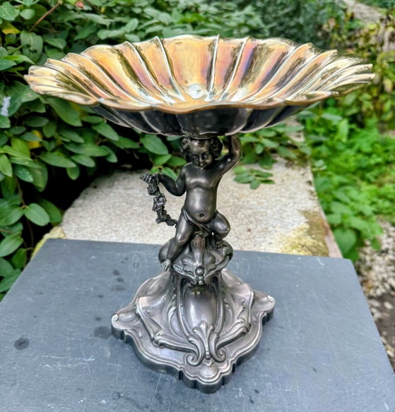 Tazza centrotavola argentata Art Nouveau, Oggetti decorativi, Metallo, Argentato (foto 3 di 10)