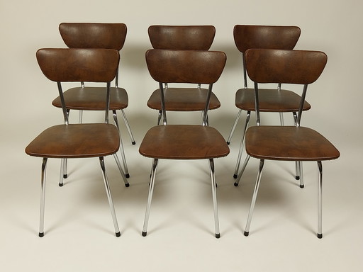 6 x Chaises Vintage en cuir Skai, 60s - 70s