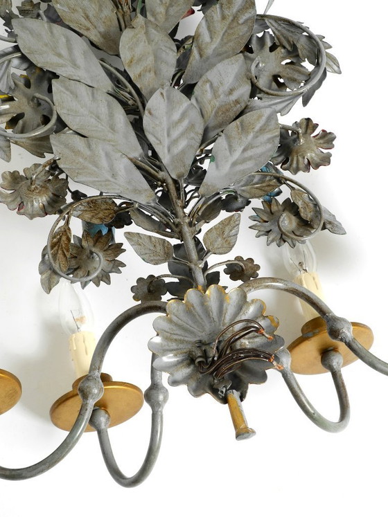 Image 1 of Immense et magnifique applique murale en métal doré et peint à la main, datant des années 1960, signée Hans Möller.