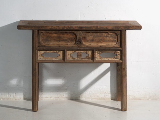 Consolle cinese antica con traforo geometrico – Cina, circa 1900 – Console, Wood, Iron (photo 28 of 40)
