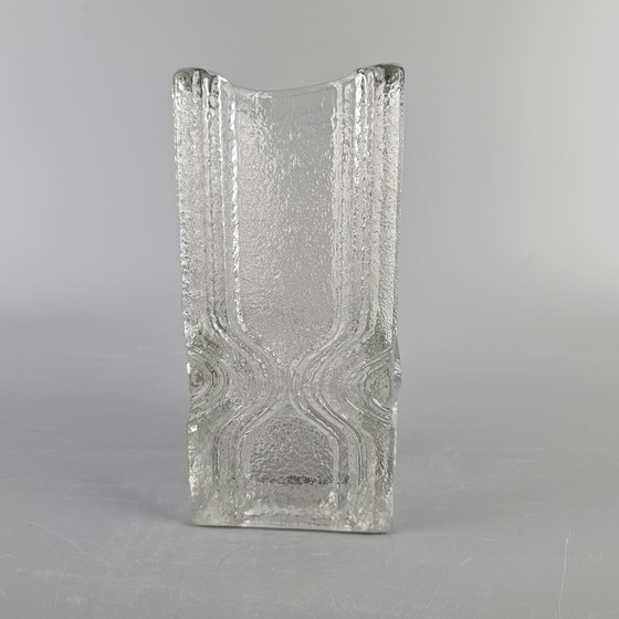 Image 1 of Vintage Glass Vase Made By Nybro Glasbruk, Sweden. Rectangular Vase. Brutalist.